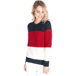 Tommy Hilfiger New Makayla Sweter Niebieski Czerwony Biały. Czerwone bluzy damskie TOMMY HILFIGER, l, w paski, z elastanu, bez rękawów, bez kaptura. Za 600,95 zł.
