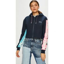 Ellesse - Bluza. Niebieskie bluzy damskie Ellesse, z nadrukiem, z bawełny, bez rękawów, z kapturem. W wyprzedaży za 199,90 zł.