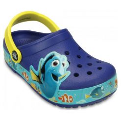 Crocs Buty Crocslights Finding Dory Clog K Cerulean Blue/Lemon 24-25 (c8). Niebieskie buciki niemowlęce chłopięce Crocs, z paskami. W wyprzedaży za 139,00 zł.