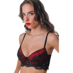 Biustonosz push-up "Carlotta" w kolorze czarno-czerwonym. Czerwone biustonosze Audace, w koronkowe wzory, z koronki. W wyprzedaży za 43,95 zł.