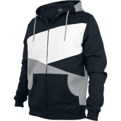 Bluzy męskie: Urban Classics Zig Zag Zip Hoodie Bluza z kapturem rozpinana czarny/szary/biały