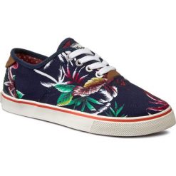 Tenisówki WRANGLER - Icon Board WL161511 Blue Tropical 385. Niebieskie trampki i tenisówki damskie Wrangler, na co dzień, bez wzorów, ze skóry, bez obcasa, na płaskiej podeszwie, bez zapięcia. W wyprzedaży za 159,00 zł.