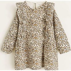 Mango Kids - Sukienka dziecięca Muly 80-104 cm. Białe sukienki dziewczęce marki Mango Kids, bez wzorów, z bawełny, casualowe, z długim rękawem, długie, mini, rozkloszowane. W wyprzedaży za 69,90 zł.