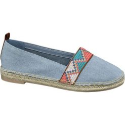 Espadryle damskie Venice niebieskie. Niebieskie espadryle damskie marki Venice, w paski, z jeansu, na obcasie. Za 89,90 zł.