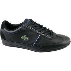 Lacoste Misano Sport 118 1 CAM00831Z2 42,5 Czarne. Czarne buty sportowe męskie Lacoste, ze skóry, bez zapięcia. W wyprzedaży za 399,99 zł.