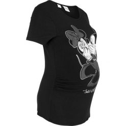 Shirt ciążowy z nadrukiem z disneyowskim motywem bonprix czarny. Czarne bluzki ciążowe bonprix, z nadrukiem, z materiału, bez kołnierzyka, z krótkim rękawem. Za 74,99 zł.
