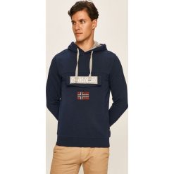 Napapijri - Bluza. Niebieskie bluzy męskie Napapijri, xl, z aplikacjami, z elastanu, z kapturem, bez rękawów, z kapturem. W wyprzedaży za 299,90 zł.