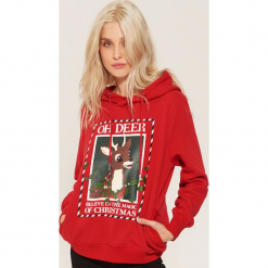 Bluza ze świątecznym nadrukiem - Czerwony. Czerwone bluzy z nadrukiem damskie House, l. Za 89,99 zł.