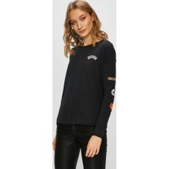 Roxy - Bluza. Czarne bluzy rozpinane damskie Roxy, l, z aplikacjami, z bawełny, bez kaptura. W wyprzedaży za 139,90 zł.