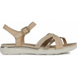 Geox Hiver Sandały Beżowy. Brązowe sandały damskie Geox, w paski, ze skóry, bez obcasa, z paskami. Za 411,95 zł.