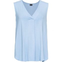 Top bonprix jasnoniebieski. Niebieskie bluzki damskie bonprix, bez wzorów, z dekoltem w serek. Za 37,99 zł.