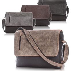 Skórzana torba męska listonoszka szara PAOLO PERUZZI - Szary. Szare torby męskie skórzane Paolo Peruzzi, w paski, ze skóry, vintage. Za 209,99 zł.