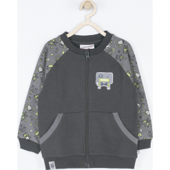 Bluza. Szare bluzy chłopięce rozpinane ROBOTS, na lato, z nadrukiem, z bawełny, z długim rękawem, długie. Za 69,90 zł.