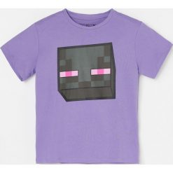 Bawełniany t-shirt Minecraft - Fioletowy. Fioletowe t-shirty męskie Reserved, bez wzorów, z bawełny, bez kołnierzyka. Za 49,99 zł.