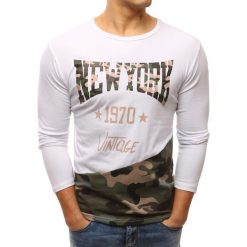 T-shirty męskie: Longsleeve męski z nadrukiem biały (lx0449)