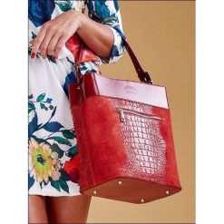 TOREBKA DAMSKA SKÓRZANA TORBA SHOPPER BAG SKÓRA. Szare torby damskie na zakupy ROVICKY, w paski, ze skóry, eleganckie, średnie. W wyprzedaży za 279,90 zł.