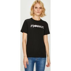 Silvian Heach - Top. Czarne bluzki z odkrytymi ramionami marki Silvian Heach, s, z aplikacjami, z bawełny, z okrągłym kołnierzem. W wyprzedaży za 139,90 zł.