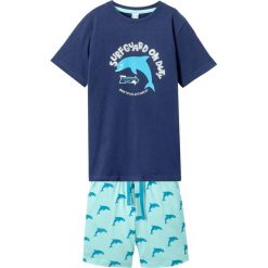 Shirt + krótkie spodenki (2 części) bonprix kobaltowo-pastelowy miętowy. Niebieskie t-shirty chłopięce bonprix, z nadrukiem, z krótkim rękawem. Za 37,99 zł.