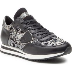 Sneakersy PHILIPPE MODEL - Tropez TRLD DM03 Diamant Noir. Czarne półbuty damskie Philippe Model, ze skóry ekologicznej. W wyprzedaży za 989,00 zł.