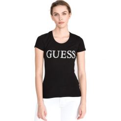 Guess Crystal Koszulka Czarny. Czarne koszulki damskie Guess, l, z nadrukiem, z elastanu, bez kołnierzyka. Za 157,95 zł.