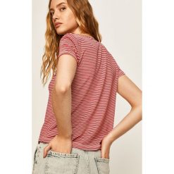 Answear - T-shirt Answear Lab. Czerwone bluzki damskie ANSWEAR, s, bez wzorów, z bawełny, casualowe, bez kołnierzyka, z krótkim rękawem. W wyprzedaży za 59,90 zł.