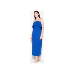 Sukienka VT089 Niebieski. Niebieskie sukienki damskie Venaton, na imprezę, xl, bez wzorów, eleganckie, z falbankami, bez rękawów, maxi. Za 189,00 zł.