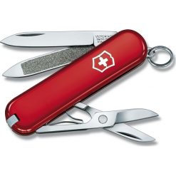 Scyzoryk Victorinox Classic ze skórzanym etui, czerwony, Celidor, 58 mm. Czerwone etui damskie Victorinox. Za 55,00 zł.