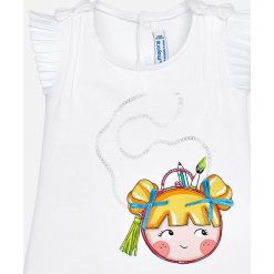 Mayoral - Top dziecięcy 68-98 cm. Szare bluzki dziewczęce marki Mayoral, z nadrukiem, z elastanu, z okrągłym kołnierzem. Za 64,90 zł.