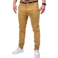Chinosy męskie: SPODNIE MĘSKIE CHINO P156 – BEŻOWE