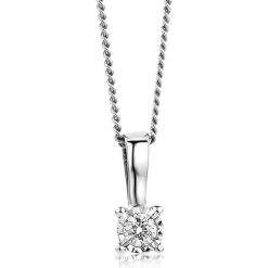 Złoty naszyjnik z zawieszką z diamentem - dł. 45 cm. Szare naszyjniki damskie marki REVONI, złote. W wyprzedaży za 646,95 zł.