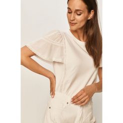 Answear - T-shirt. Białe bluzki damskie ANSWEAR, s, bez wzorów, z bawełny, casualowe, z okrągłym kołnierzem. Za 79,90 zł.