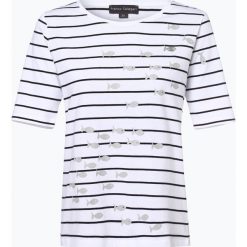 Franco Callegari - T-shirt damski, biały. Białe t-shirty damskie Franco Callegari, w paski, bez kołnierzyka. Za 49,95 zł.