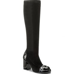 Buty zimowe damskie: Kozaki SAGAN – 3162 Czarna Lycra/Czarny Lakier