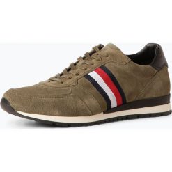 Tommy Hilfiger - Męskie tenisówki ze skóry, zielony. Zielone trampki męskie TOMMY HILFIGER, bez wzorów, ze skóry, sportowe, bez zapięcia. Za 449,95 zł.