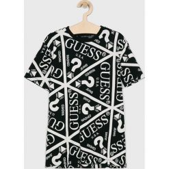 Guess Jeans - T-shirt dziecięcy 118-175 cm. Czarne t-shirty chłopięce Guess Jeans, z aplikacjami, z bawełny, bez rękawów. Za 99,90 zł.