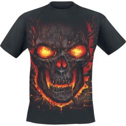 Spiral Skull Lava T-Shirt czarny. Czarne koszulki męskie Spiral, l, z nadrukiem, z bawełny, z okrągłym kołnierzem, krótkie. Za 74,90 zł.