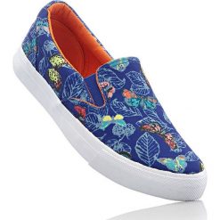 Tenisówki wsuwane bonprix ciemnoniebieski z nadrukiem. Niebieskie buty sportowe damskie bonprix, z nadrukiem. Za 32,99 zł.