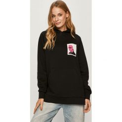 Karl Lagerfeld - Bluza. Czarne bluzy damskie KARL LAGERFELD, s, z nadrukiem, z elastanu, z długim rękawem, długie, z kapturem. Za 1189,00 zł.