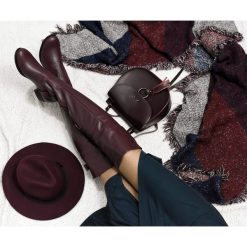 Kozaki - skóra naturalna - model 128 - kolor bordowy. Czerwone kozaki damskie Zapato, na zimę, z jeansu, eleganckie, na wysokim obcasie. W wyprzedaży za 393,75 zł.
