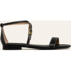 Lauren Ralph Lauren - Sandały skórzane. Czarne klapki damskie Lauren Ralph Lauren, bez wzorów, ze skóry, bez obcasa, na obcasie. W wyprzedaży za 349,90 zł.
