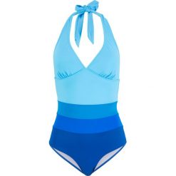 Kostium kąpielowy bonprix ciemnoniebiesko-jasnoniebieski w paski. Niebieskie stroje kąpielowe damskie bonprix, w paski. Za 99,99 zł.