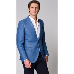 Marynarka Niebieska Patras. Niebieskie marynarki męskie LANCERTO, na lato, m, bez wzorów, z bawełny, eleganckie. W wyprzedaży za 599,90 zł.