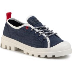 Półbuty TOMMY JEANS - Color Block Lace Up EN0EN00915 Twilight Navy C87. Niebieskie półbuty damskie Tommy Jeans, na co dzień, bez wzorów, z jeansu, bez obcasa, na płaskiej podeszwie, bez zapięcia. W wyprzedaży za 289,00 zł.