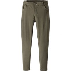 Spodnie ze stretchem SKINNY bonprix ciemnooliwkowy. Zielone spodnie dziewczęce bonprix, bez wzorów. Za 44,99 zł.