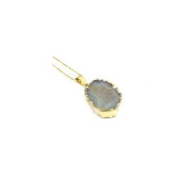 Colare Agat Geoda Natural złoto. Żółte naszyjniki damskie Brazi druse jewelry, z agatem, srebrne. Za 170,00 zł.