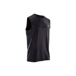 Koszulka fitness bez rękawów EDE 500 męska. Czarne koszulki sportowe męskie marki DOMYOS, m, z elastanu, bez rękawów, na fitness i siłownię. Za 39,99 zł.