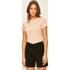 Only - T-shirt. Szare bluzki damskie ONLY, s, z nadrukiem, z bawełny, z okrągłym kołnierzem. Za 49,90 zł.