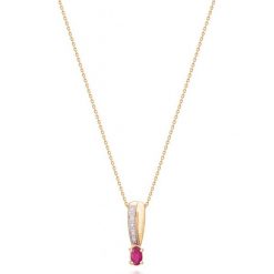 W.KRUK RABAT Złoty Wisiorek - złoto 585, Diament 0,01ct,rubin - ZIN/WB+249. Żółte zawieszki damskie W.KRUK, z cyrkonią, złote. W wyprzedaży za 439,00 zł.
