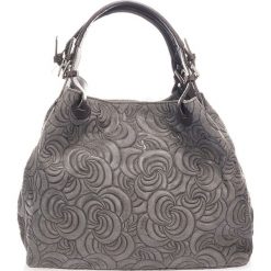 Torebki klasyczne damskie: Skórzana torebka w kolorze szarym – 33 x 28 x 16 cm