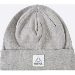 Reebok - Czapka. Szare czapki zimowe damskie marki Reebok, z bawełny. W wyprzedaży za 39,90 zł.